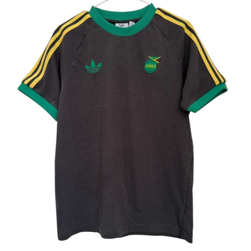 Adidas Originals Jamaica Mens Medium Trefoil 3 Stripe T Shirt Gray Green